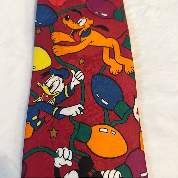 Vintage Disney Mickey Mouse & Goofy Christmas 100% Silk Neck Tie Balancine Inc - Picture 4 of 8